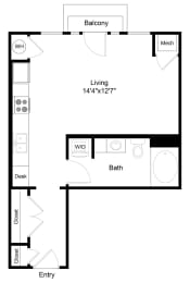 Studio, 1 bath, 548 sqft, $1,712