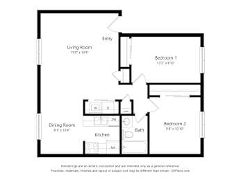 2 beds, 1 bath, 796 sqft, $1,371