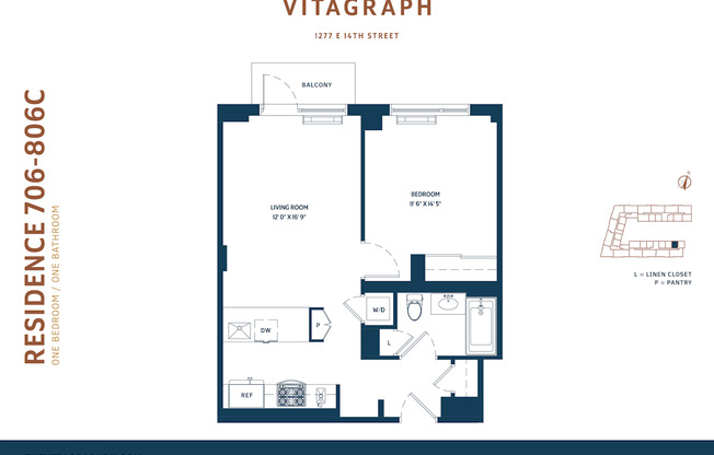 1 bed, 1 bath, 660 sqft, $2,995, Unit C706