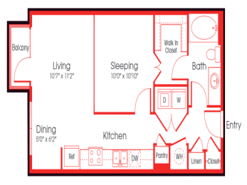 1 bed, 1 bath, 599 sqft, $1,599