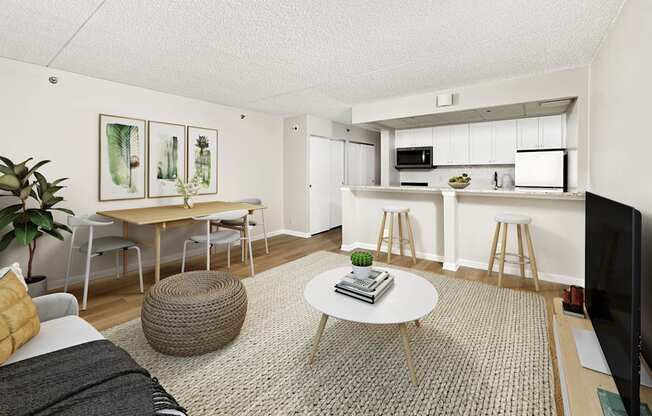 Apartment living area (virtually staged)  at Lenox Club, Arlington