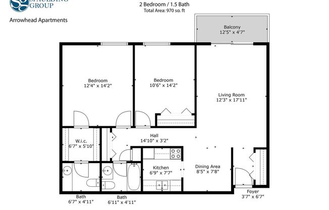 2 beds, 1 bath, 970 sqft, $1,345, Unit 3161-104