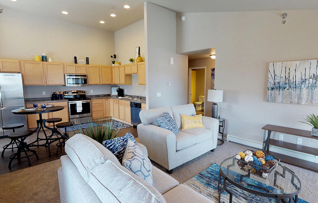 living room, kitchen