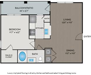 1 bed, 1 bath, 726 sqft, $1,245