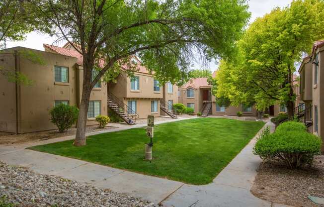 our apartments have a yard and green grass