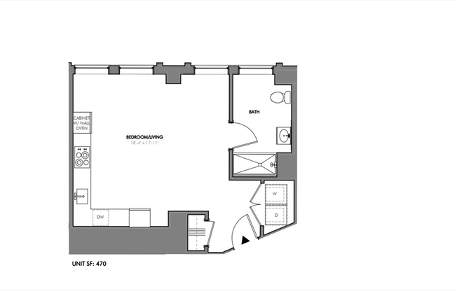 Studio, 1 bath, 470 sqft, $1,775, Unit 503