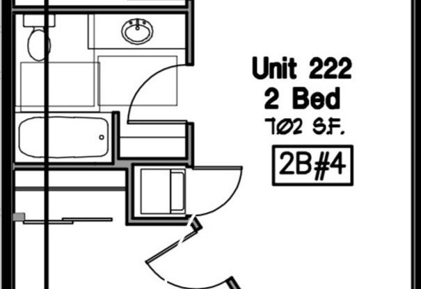 2 beds, 1 bath, 645 sqft, $1,880, Unit 222