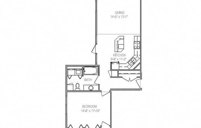 1 bed, 1 bath, $1,490