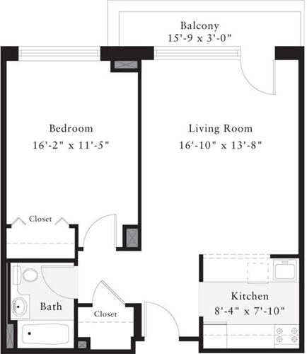 1 bed, 1 bath, 646 sqft, $3,461, Unit 1607