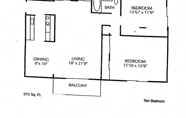 2 beds, 1 bath, 975 sqft, $2,400
