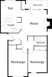 2 beds, 1 bath, 924 sqft, $1,724