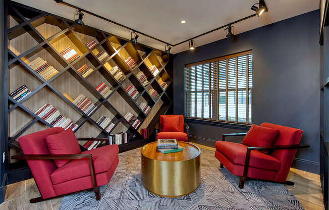 Cozy Relaxing Library Room at One Harrison, New Jersey