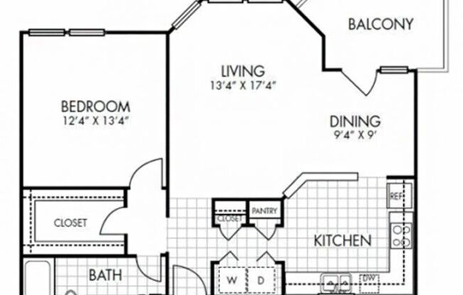 1 bed, 1 bath, 874 sqft, $1,544