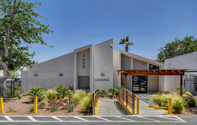 a building with the word leasing written on the side of it