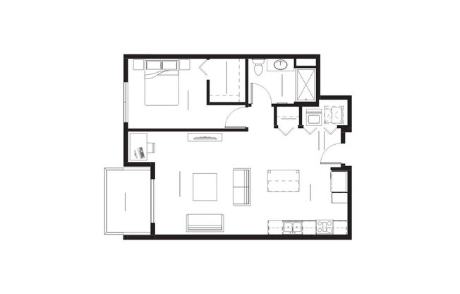 1 bed, 1 bath, 814 sqft, $1,400, Unit P202