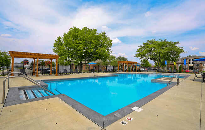 the swimming pool at the Westminster apartments and Townhomes
