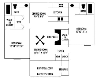 2 beds, 2 baths, 987 sqft, $1,420