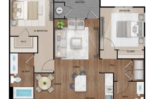 2 beds, 2 baths, 1,105 sqft, $3,120, Unit 7319