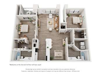 2 beds, 2 baths, 1,055 sqft, $1,628