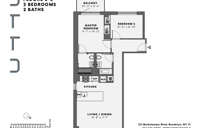 2 beds, 2 baths, $6,395, Unit 501
