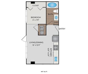 Studio, 1 bath, 546 sqft, $2,230