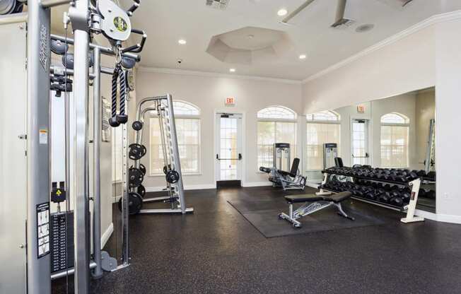 fully equipped fitness center at Grandeville on Saxon apartments in Orange City, Florida