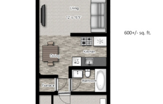 1 bed, 1 bath, 530 sqft, $625, Unit 2530-32