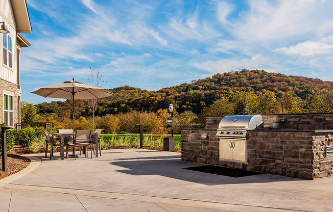 Outdoor grill stations and lounge areas at Retreat at Ironhorse, Franklin, TN, 37069