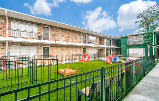 Dog park at Bellaire Oaks Apartments, Houston, TX, 77096