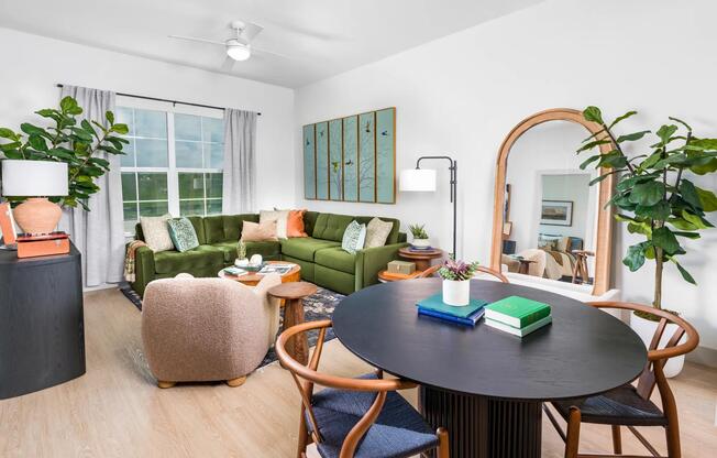 Thoughtfully designed living areas feature wood-style flooring and smart tech for effortless living.