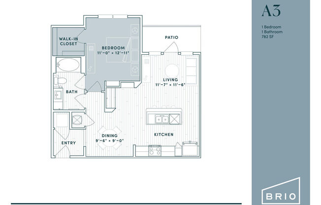 1 bed, 1 bath, 782 sqft, $1,454