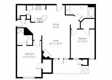 2 beds, 2 baths, 1,115 sqft, $1,360