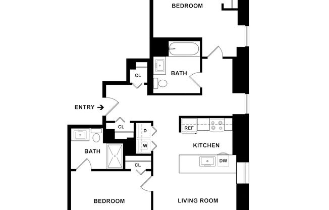 2 beds, 2 baths, 970 sqft, $3,115, Unit P-1205