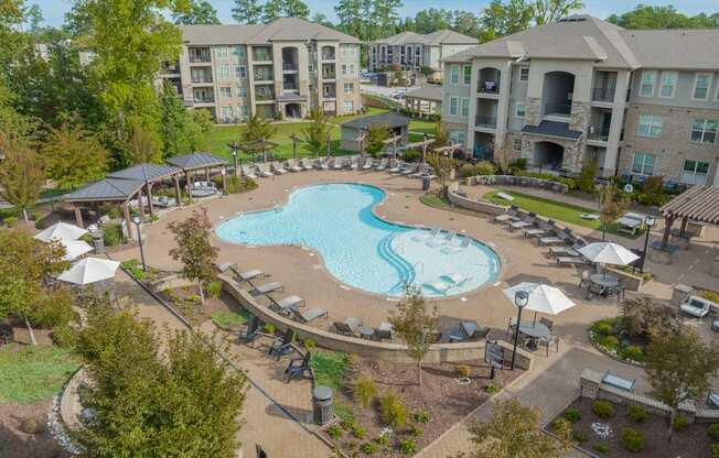 an aerial view of a swimming pool at the resort atrium