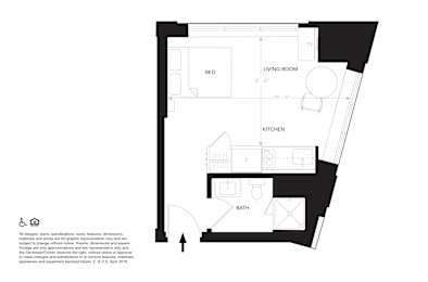 Studio, 1 bath, 265 sqft, $1,220