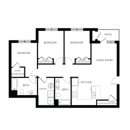 3 beds, 2 baths, 1,202 sqft, $1,700