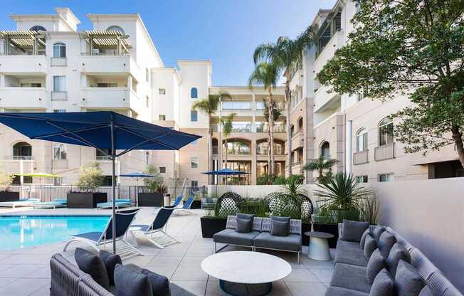 Poolside Lounge at La Jolla Crossroads Apartments, San Diego, 92122