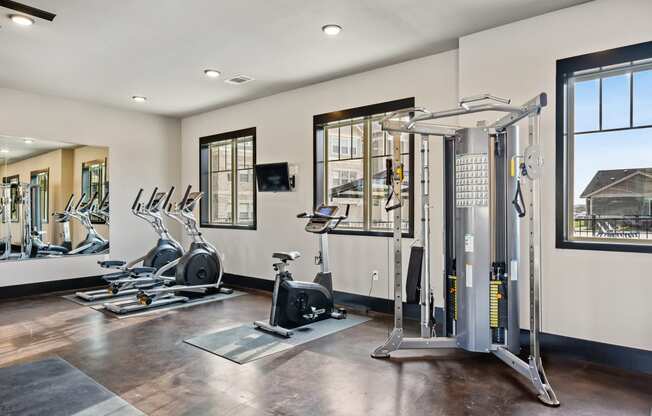 the gym at the enclave at woodbridge apartments in sugar land, tx