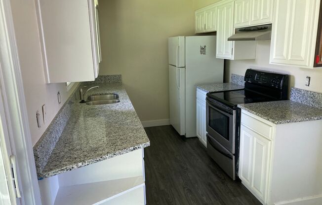 4 Bedroom, 2 Bathroom House with Large Fenced Backyard, New Vinyl Plank Flooring, Granite Countertops and Updated Bathroom with New Surround