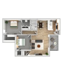 2 beds, 1.5 baths, 961 sqft, $1,469