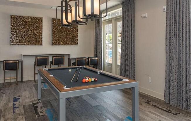 Pool table and game room at 2000 West Creek Apartments, Virginia, 23238
