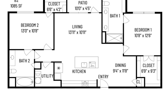 2 beds, 2 baths, 1,095 sqft, $1,970, Unit 4306