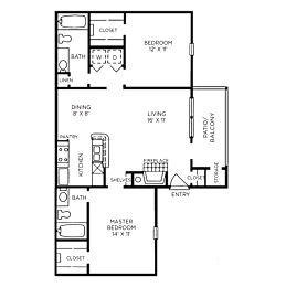 2 beds, 2 baths, 918 sqft, $1,477