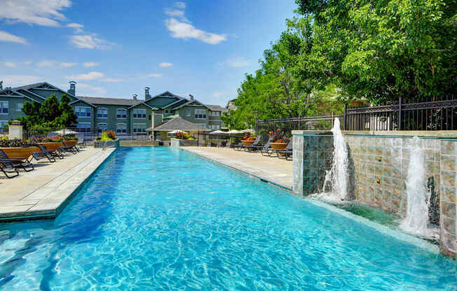 Pool with waterfall