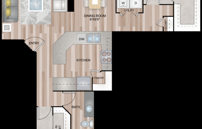 2 beds, 2 baths, 1,230 sqft, $1,780