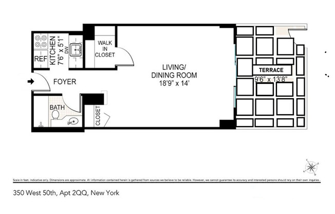 Studio, 1 bath, 400 sqft, $3,000, Unit 2QQ