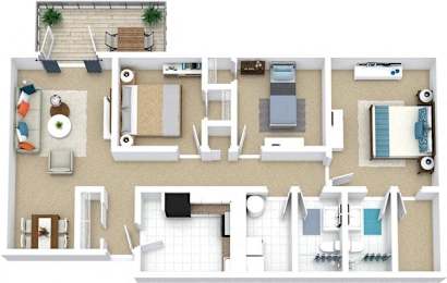 3 beds, 2 baths, 1,184 sqft, $1,715