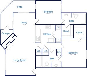 2 beds, 2 baths, 1,042 sqft, $1,600