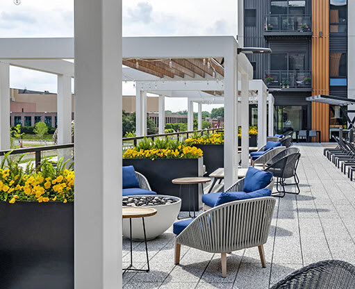 Outdoor sitting area at Central Park West, St. Louis Park, MN, 55416