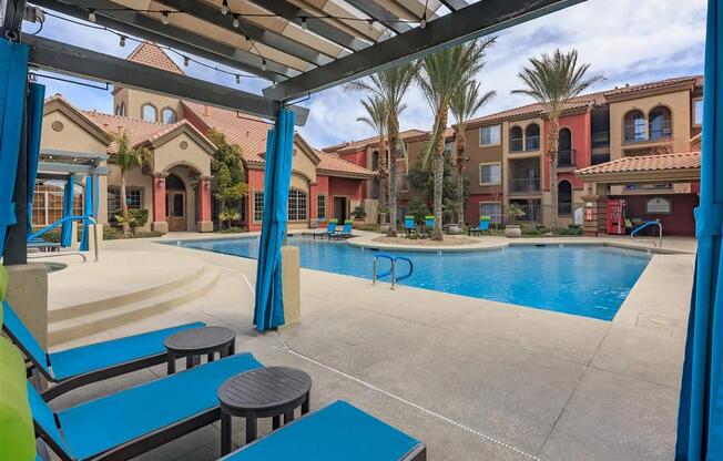 Montecito Pointe Lounge Swimming Pool With Cabana in Nevada Apartment Rentals